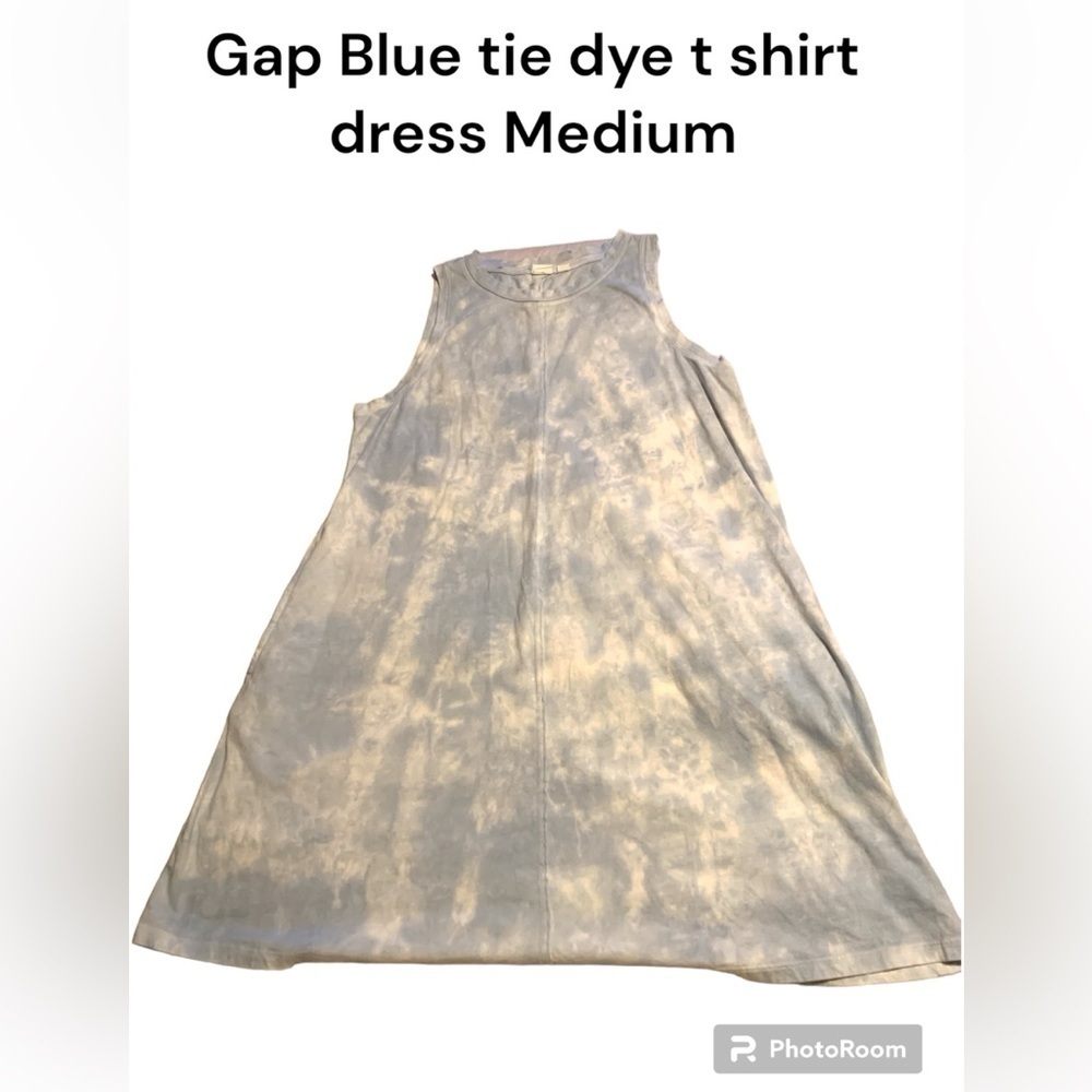 Gap Blue Tie Dye Print Tank T-Shirt trapeze style M EUC - Picture 4 of 4